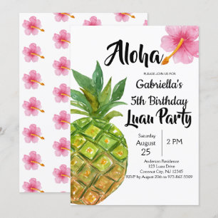 Invitation Fête d'Anniversaire Tropical Luau