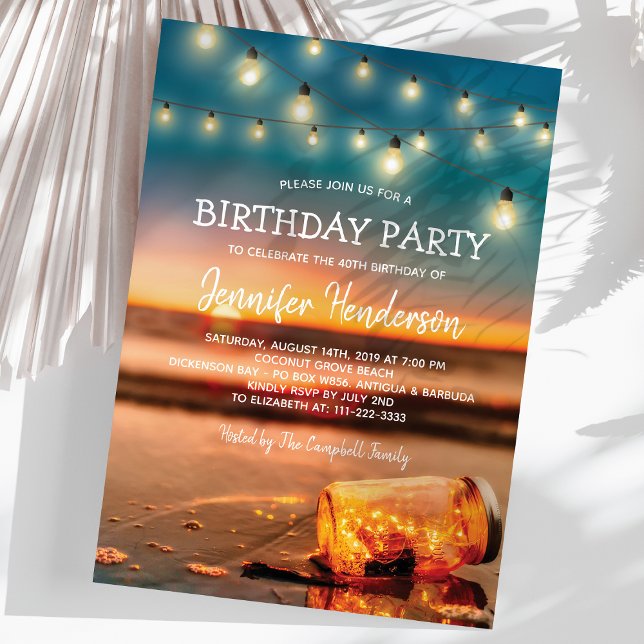 Invitation Fête d'anniversaire Tropical Sunset Beach (Créateur téléchargé)
