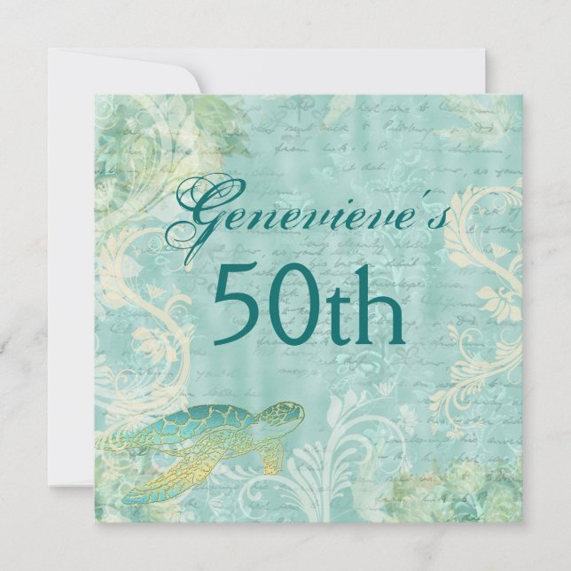 Invitation Fête d'anniversaire tropicale de plage CUSTOM (Devant)