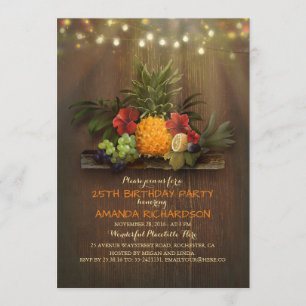Invitation Fête d'anniversaire tropicale de plage de lumières
