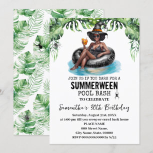 Invitation Fête d'anniversaire tropicale de sorcière de Summe