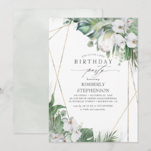 Invitation Fête d'anniversaire tropicale des orchidées Protea