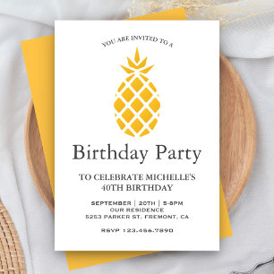 Invitation Fête d'anniversaire tropicale jaune fraîche