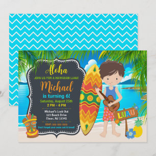 Invitation Fête d'anniversaire tropicale Luau hawaïenne Aloha