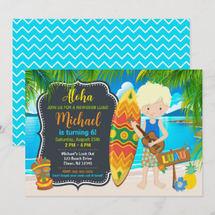 Invitation Fête d'anniversaire tropicale Luau hawaïenne Aloha