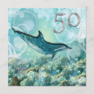 Invitation Fête d'anniversaire tropicale sur la 50e plage