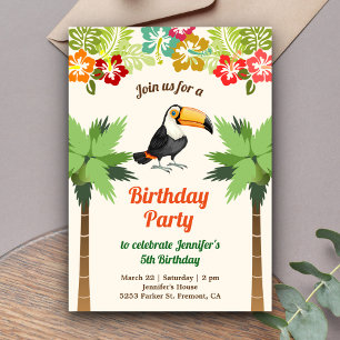 Invitation Fête d'anniversaire tropicale Toucan