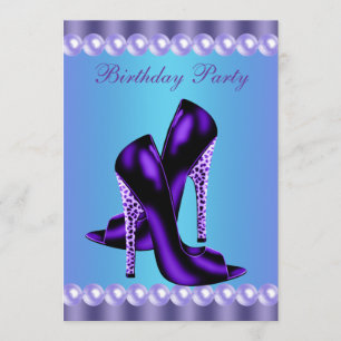 Invitation Fête d'anniversaire turquoise bleue et violette