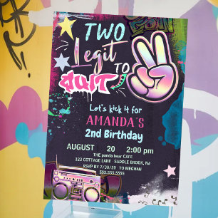 Invitation Fête d'anniversaire Two Legit To Quit 2ème anniver