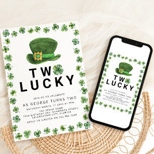 Invitation Fête d'anniversaire Two Lucky Shamrock