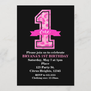 Invitation Fête d'anniversaire une 1ère année impression léop