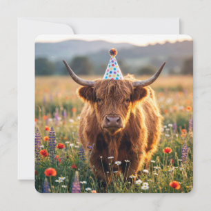 Invitation Fête d'anniversaire Vache des Highlands 