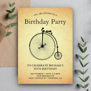 Invitation Fête d'anniversaire vélo vintage