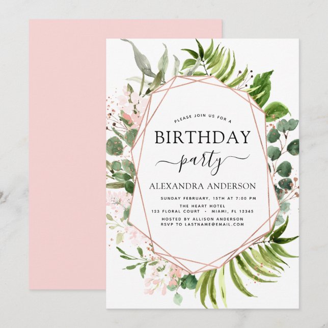 Invitation Fête d'anniversaire verdure Eucalyptus Botanical I (Devant / Derrière)
