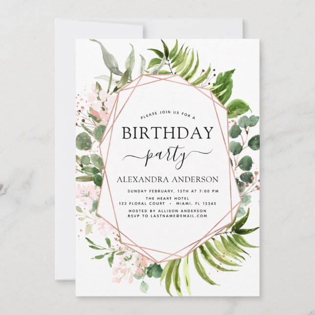 Invitation Fête d'anniversaire verdure Eucalyptus Botanique (Devant)