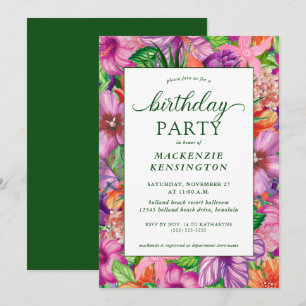 Invitation Fête d'anniversaire vert tropical moderne