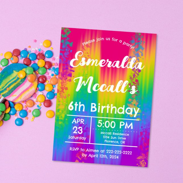 Invitation Fête d'anniversaire vibrante pour enfants avec omb (Créateur téléchargé)