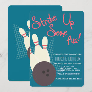 Invitation Fête d'anniversaire Vintage Bowling Party