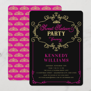 Invitation Fête d'anniversaire Vintage Chic Flourish Sweet 16