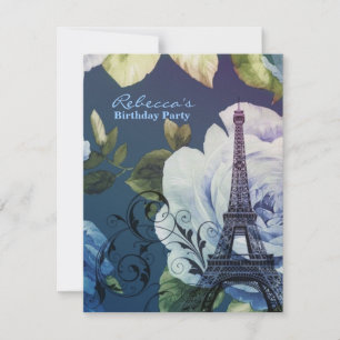 Invitation fête d'anniversaire vintage de la tour de paris ei