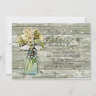 Invitation fête d'anniversaire vintage de mason jar