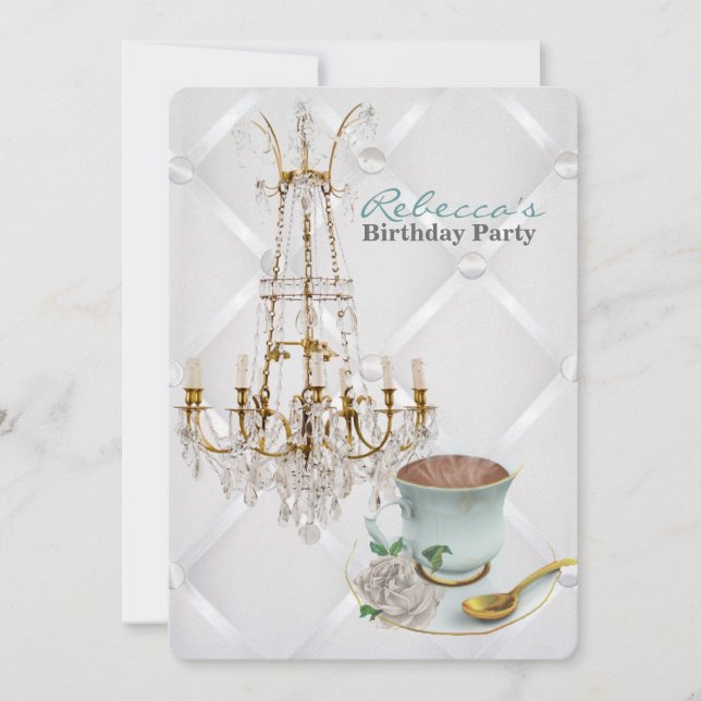Invitation fête d'anniversaire vintage de Paris de tasse de (Devant)