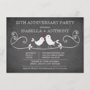 Invitation Fête d'anniversaire vintage d'inséparables de
