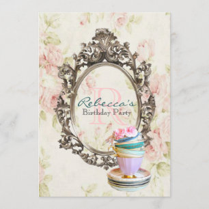Invitation fête d'anniversaire vintage florale anglaise
