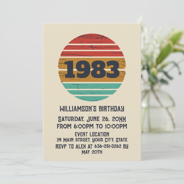 Invitation Fête d'anniversaire vintage personnalisée (Debout devant)