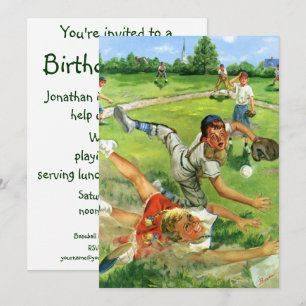 Invitation Fête d'anniversaire vintage sport baseball pour ga