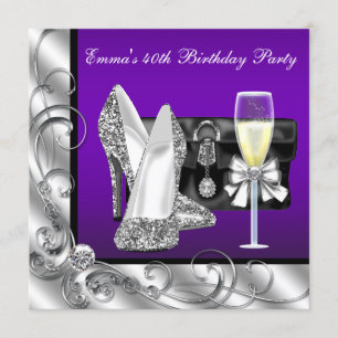 Invitation Fête d'anniversaire violette des femmes
