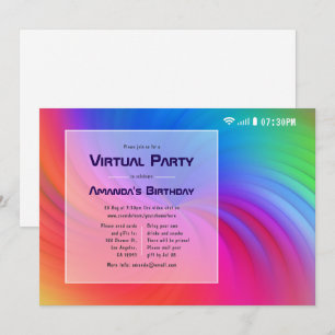 Invitation Fête d'anniversaire virtuelle colorée