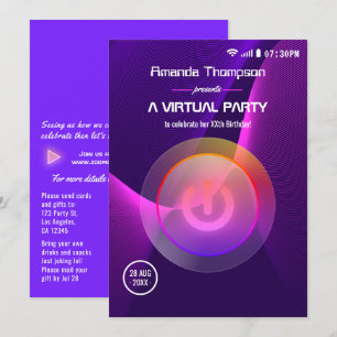 Invitation Fête d'anniversaire virtuelle géométrique futurist