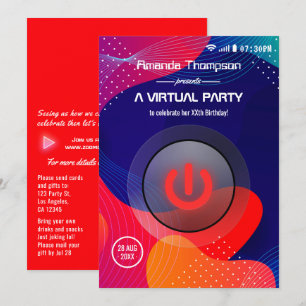 Invitation Fête d'anniversaire virtuelle géométrique tendance