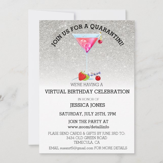 Invitation Fête d'anniversaire virtuelle Rejoignez-nous pour  (Devant)