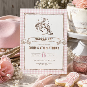 Invitation Fête d'anniversaire Western Cowgirl Saddle Up 