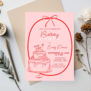 Invitation Fête d'anniversaire Whimsical Retro