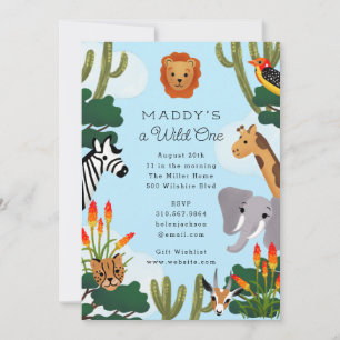 Invitation Fête d'anniversaire Wild One African Savanna
