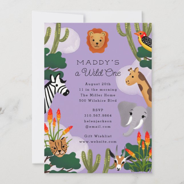 Invitation Fête d'anniversaire Wild One African Savanna (Devant)