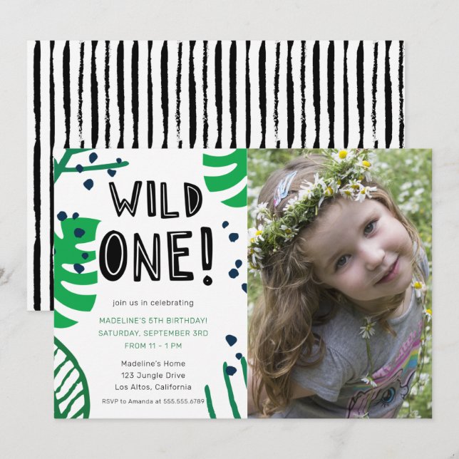 Invitation Fête d'anniversaire Wild One Photo (Devant / Derrière)
