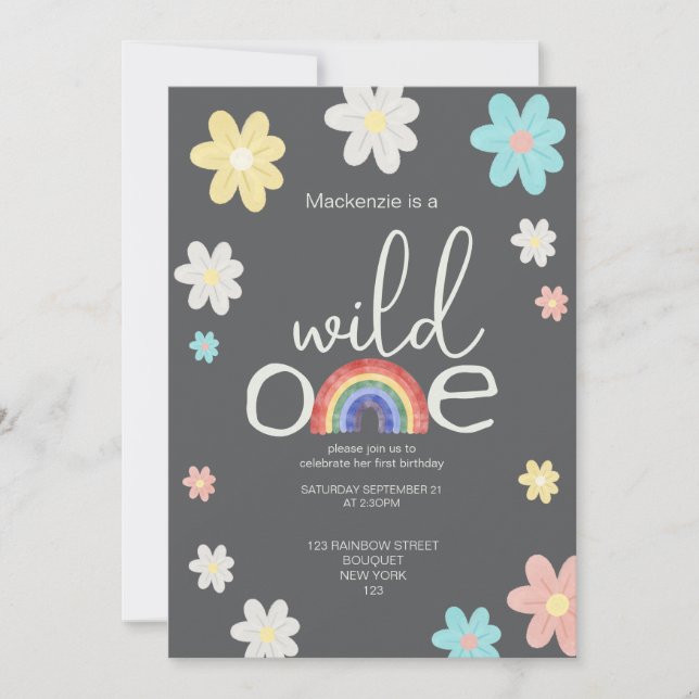 Invitation Fête d'anniversaire Wild One Rainbow Personnalisée (Devant)