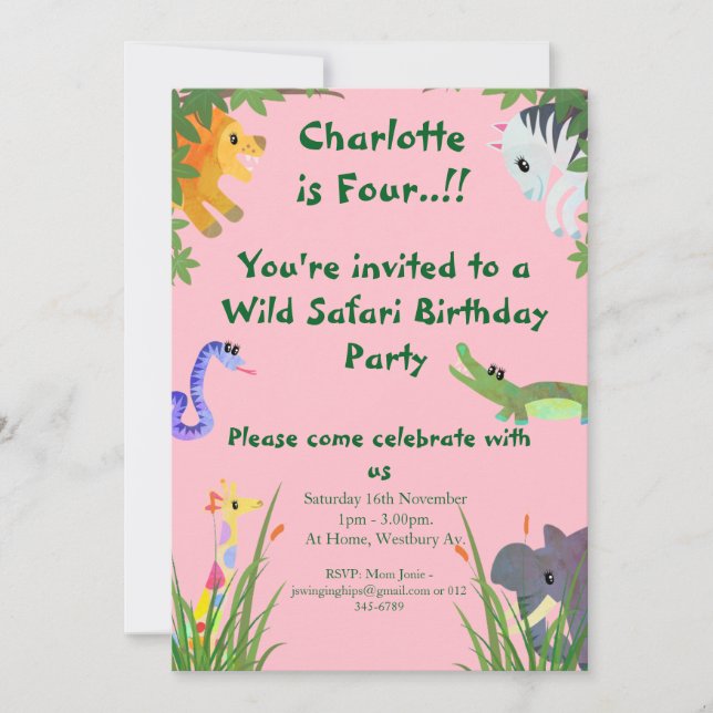 Invitation Fête d'anniversaire Wild Safari (Devant)