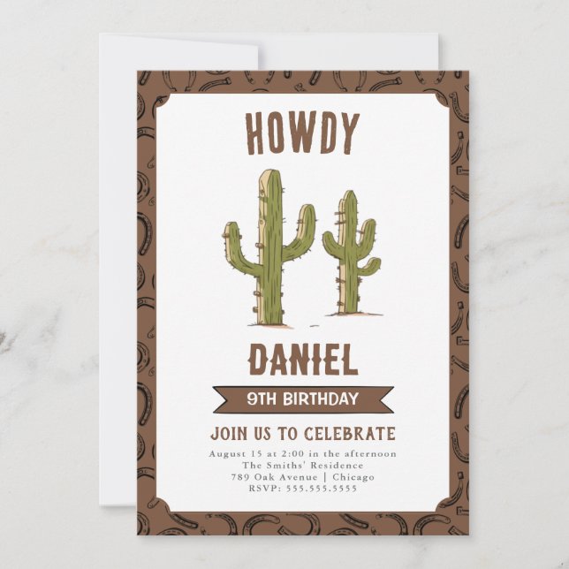 Invitation Fête d'anniversaire Wild West (Devant)
