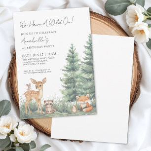 Invitation Fête d'anniversaire Woodland Wild One 1 an