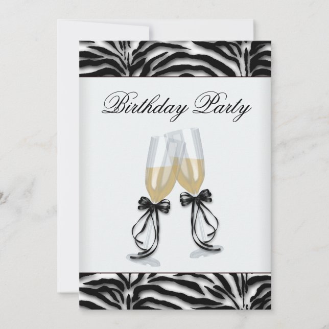 Invitation Fête d'anniversaire Zebra Chandelier femmes Zebra (Devant)
