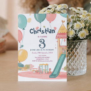 Invitation Fête dans le parc et ballons Anniversaire de enfan