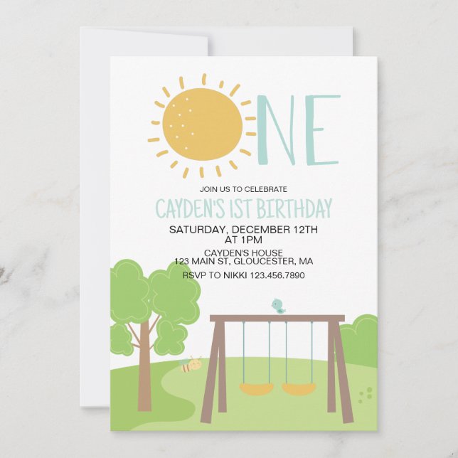 Invitation Fête dans le parc Playground 1er anniversaire (Devant)