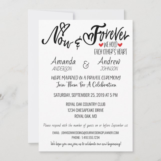 Invitation Fête d'après réception de mariage (Devant)