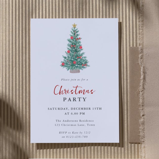 Invitation Fête d'aquarelle de Noël simple (Créateur téléchargé)