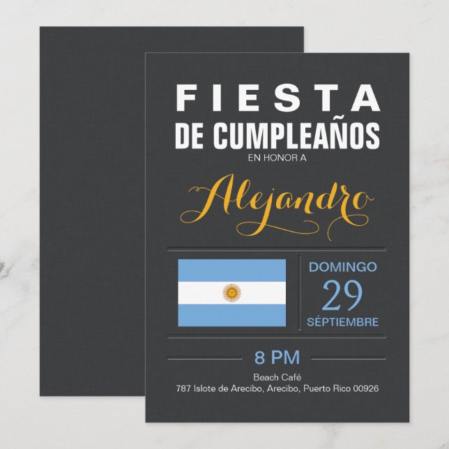 Invitation Fête d'Argentine (Devant / Derrière)